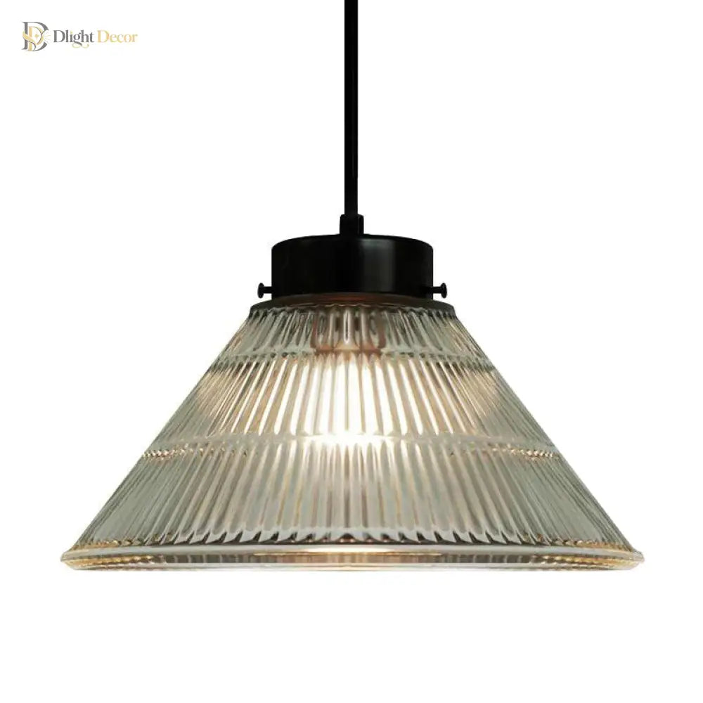 Captivating Vintage Charm: The Clear Ribbed Glass Pendant Ceiling Light Lighting