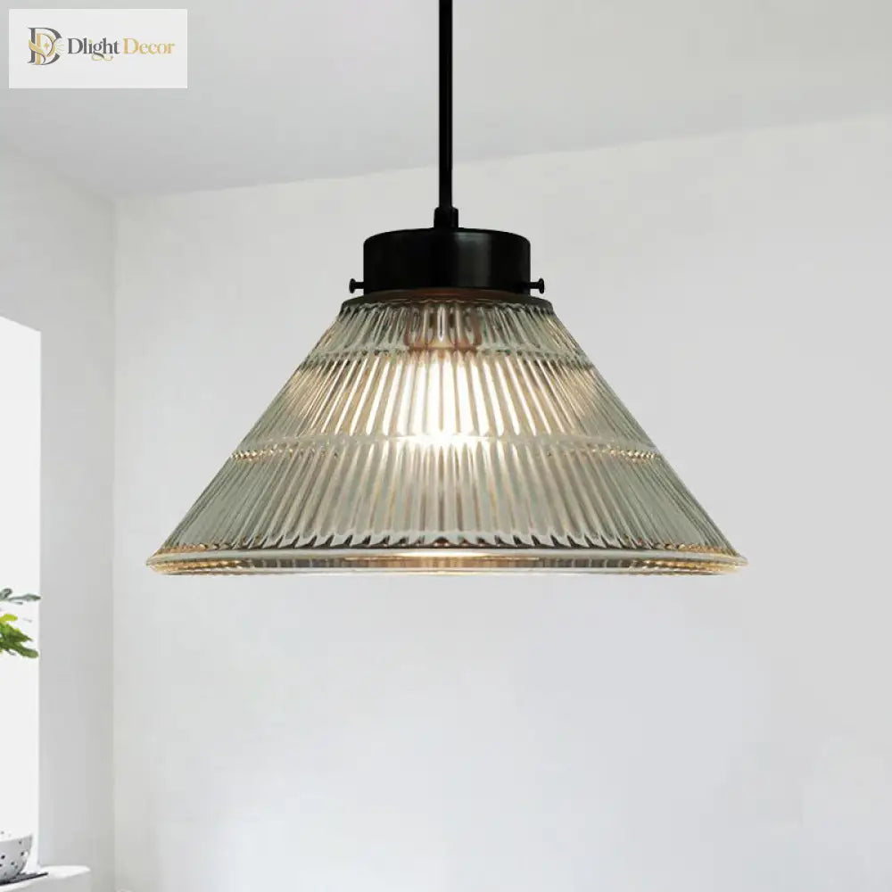 Captivating Vintage Charm: The Clear Ribbed Glass Pendant Ceiling Light Lighting
