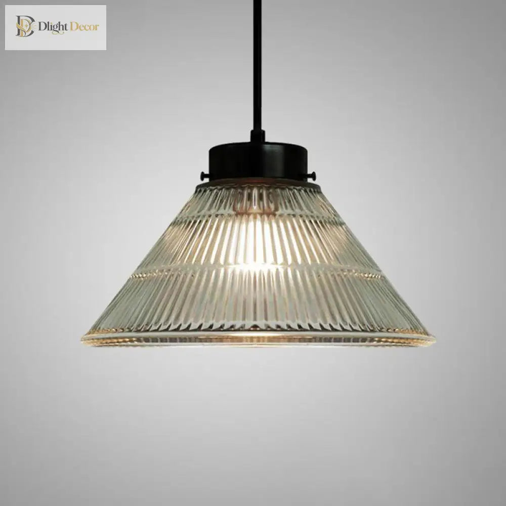Captivating Vintage Charm: The Clear Ribbed Glass Pendant Ceiling Light Lighting