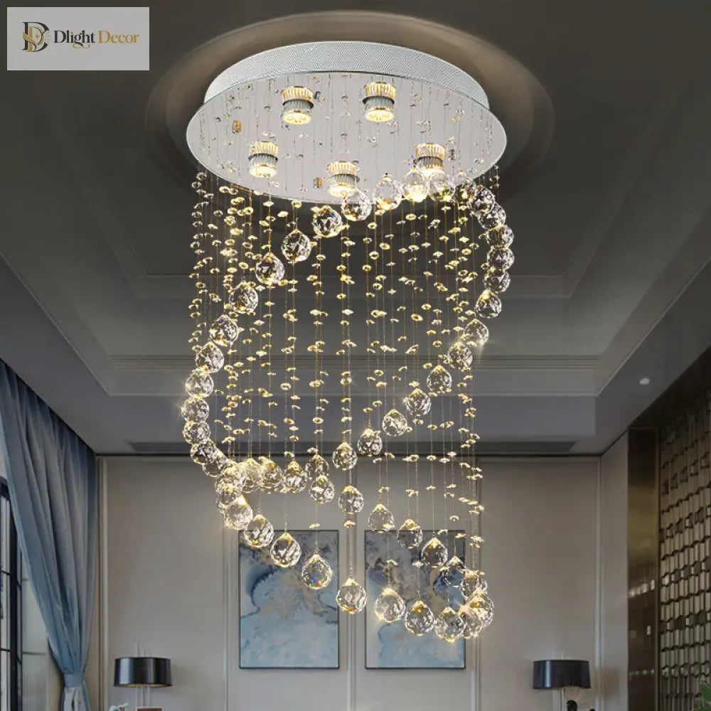 Sparkling Elegance: Modern Flush Mount Lamp With Cascading Crystals