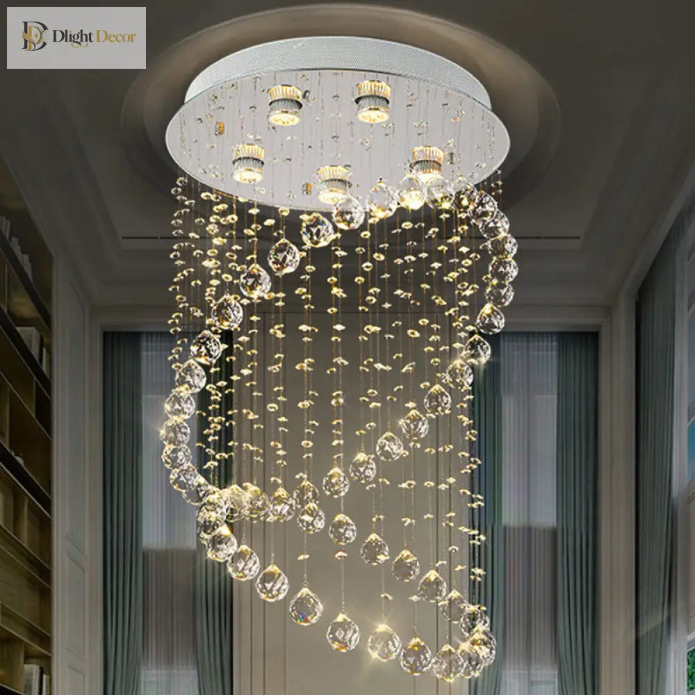 Sparkling Elegance: Modern Flush Mount Lamp With Cascading Crystals