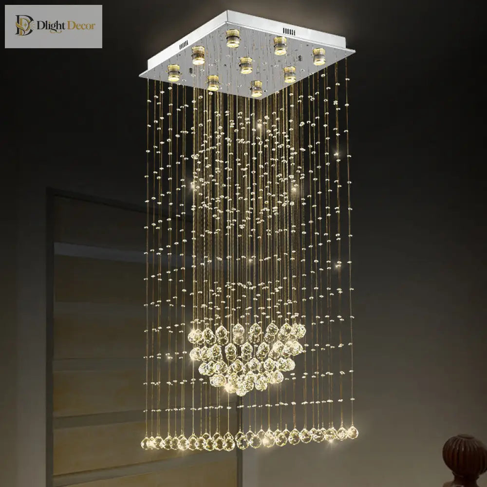 Cascading Brilliance: Modern Crystal Teardrop Flush Mount Ceiling Light