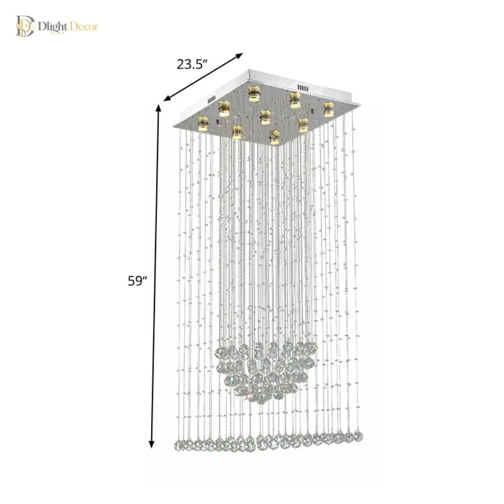Cascading Brilliance: Modern Crystal Teardrop Flush Mount Ceiling Light