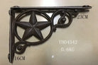 Black cast iron triangle shelf bracket with star medallion and spiral accents