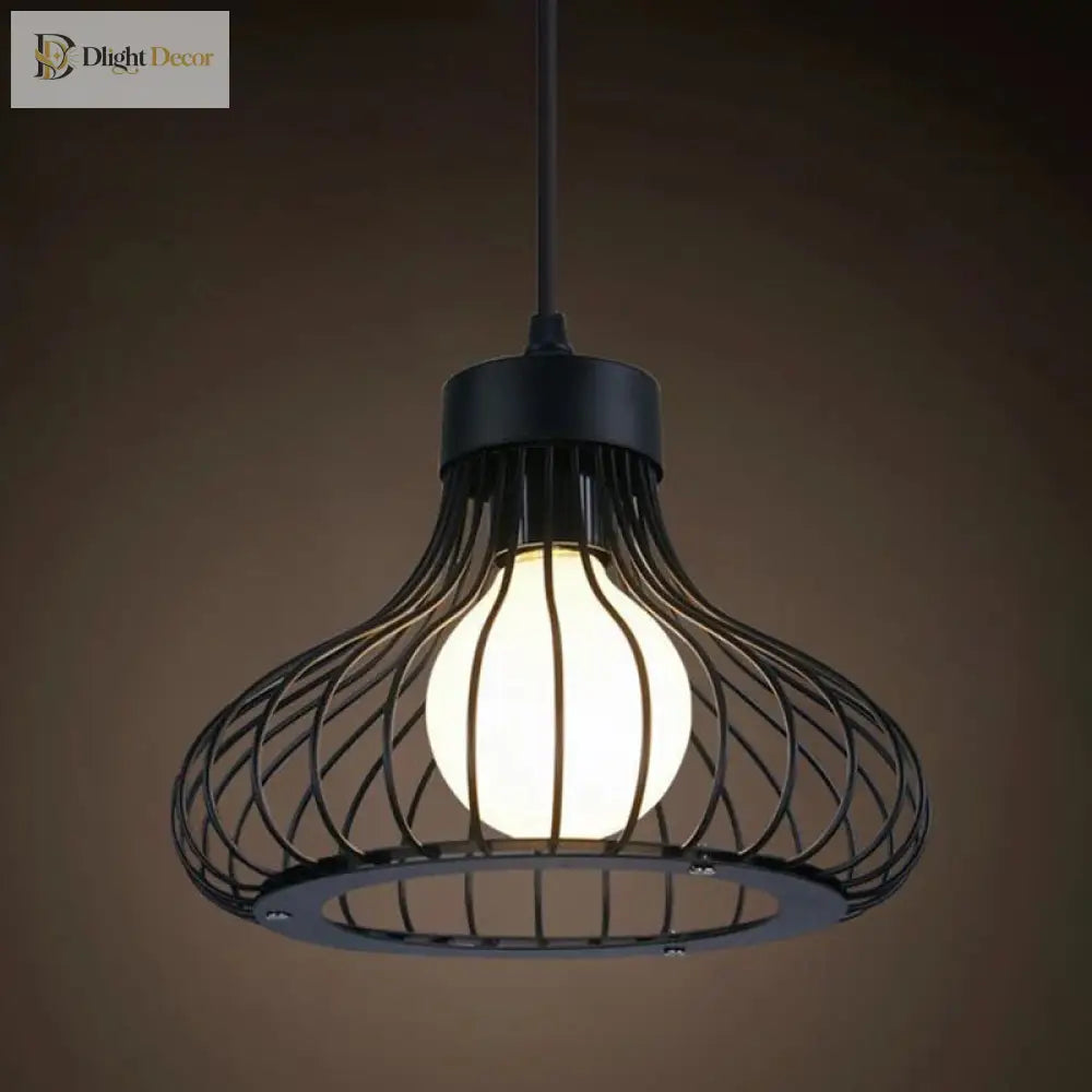 Catherine - Adjustable Industrial Pendant Light With Metal Cage (Various Shapes)
