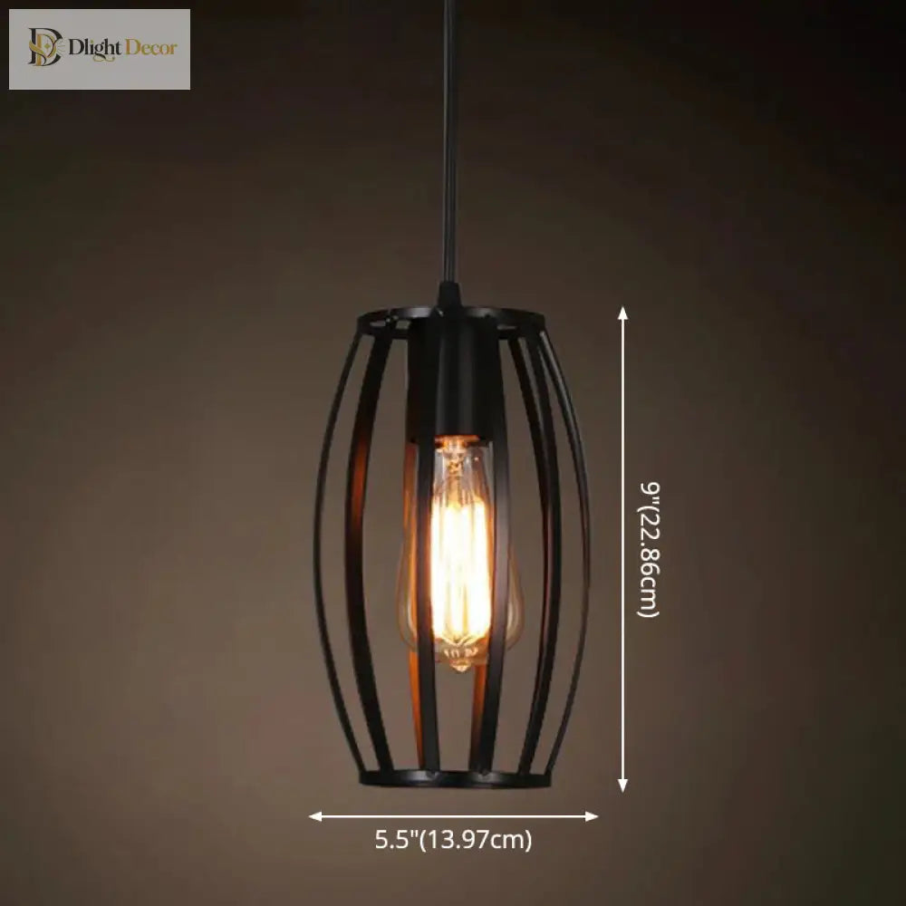 Catherine - Adjustable Industrial Pendant Light With Metal Cage (Various Shapes)