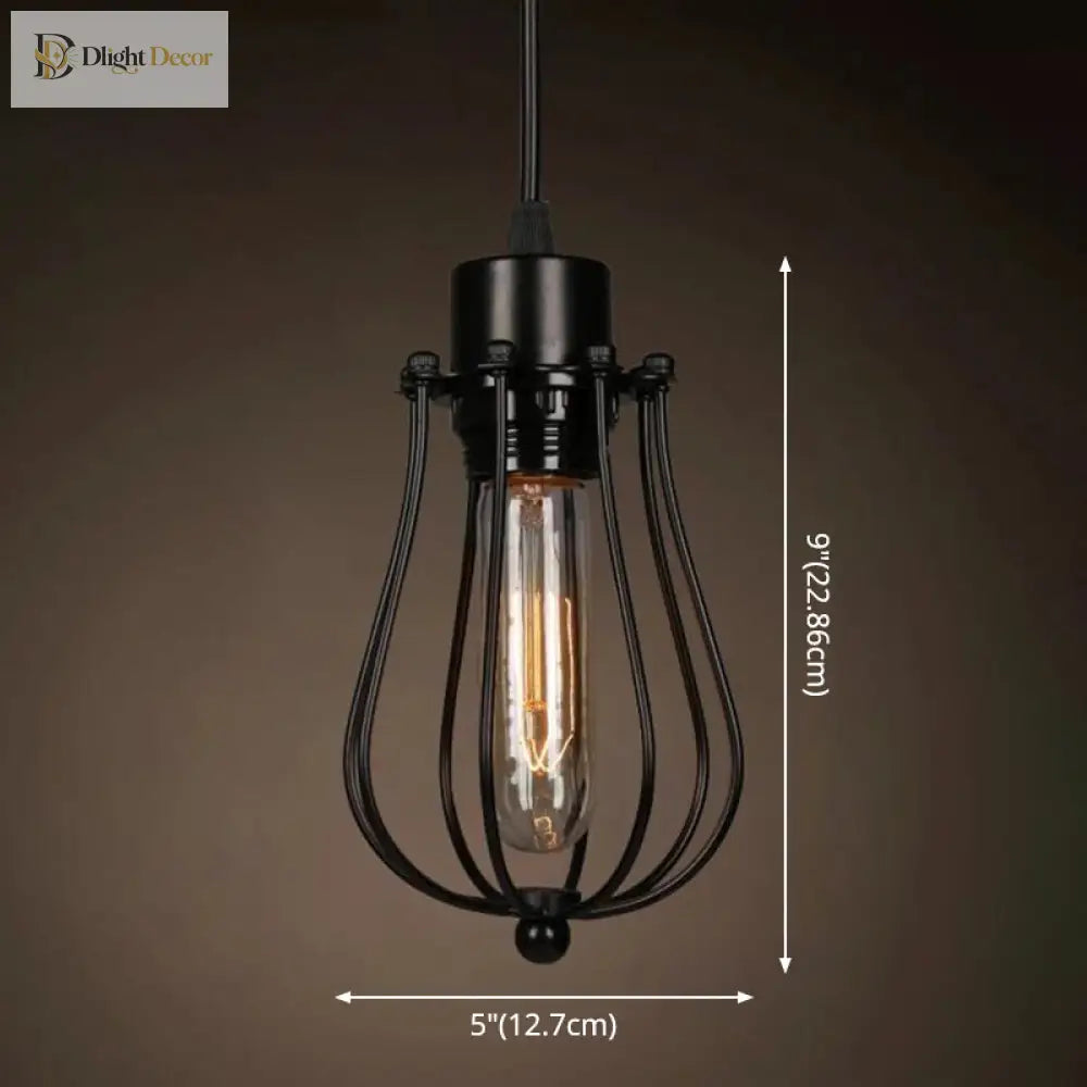 Catherine - Adjustable Industrial Pendant Light With Metal Cage (Various Shapes)