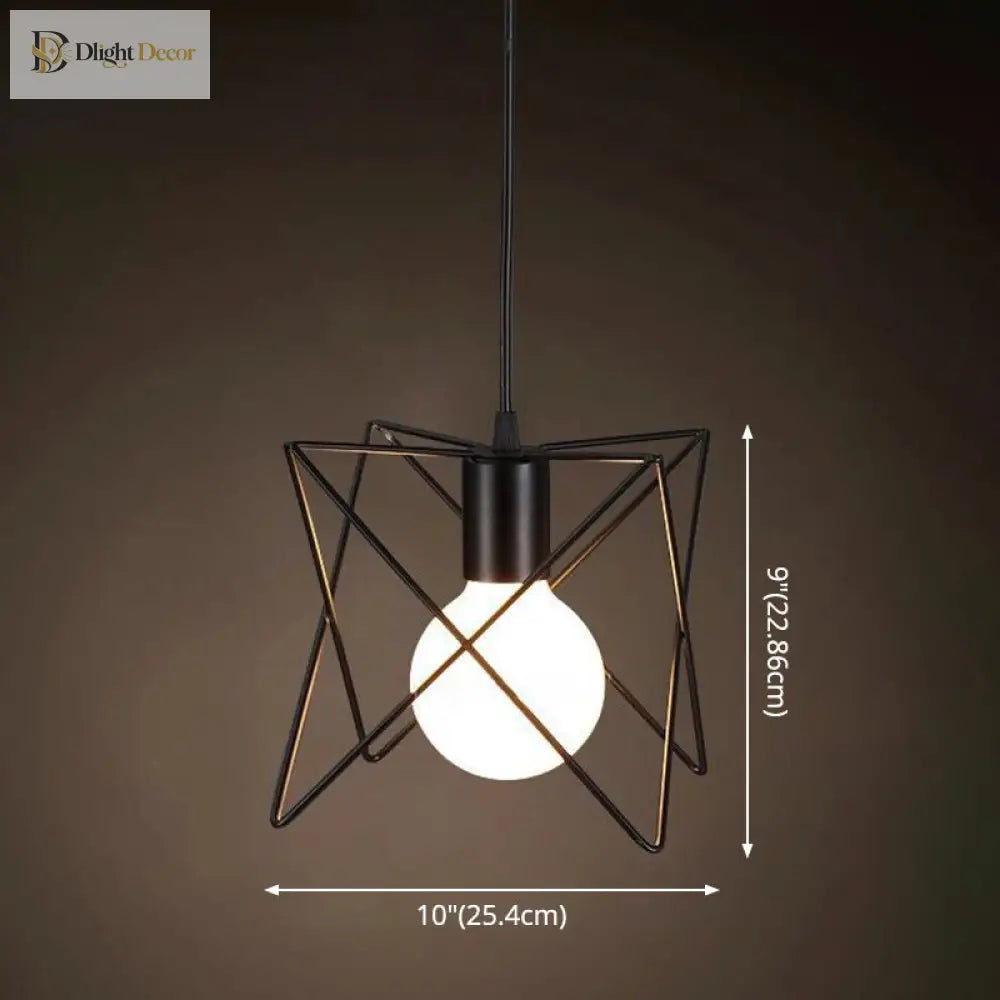 Catherine - Adjustable Industrial Pendant Light With Metal Cage (Various Shapes)
