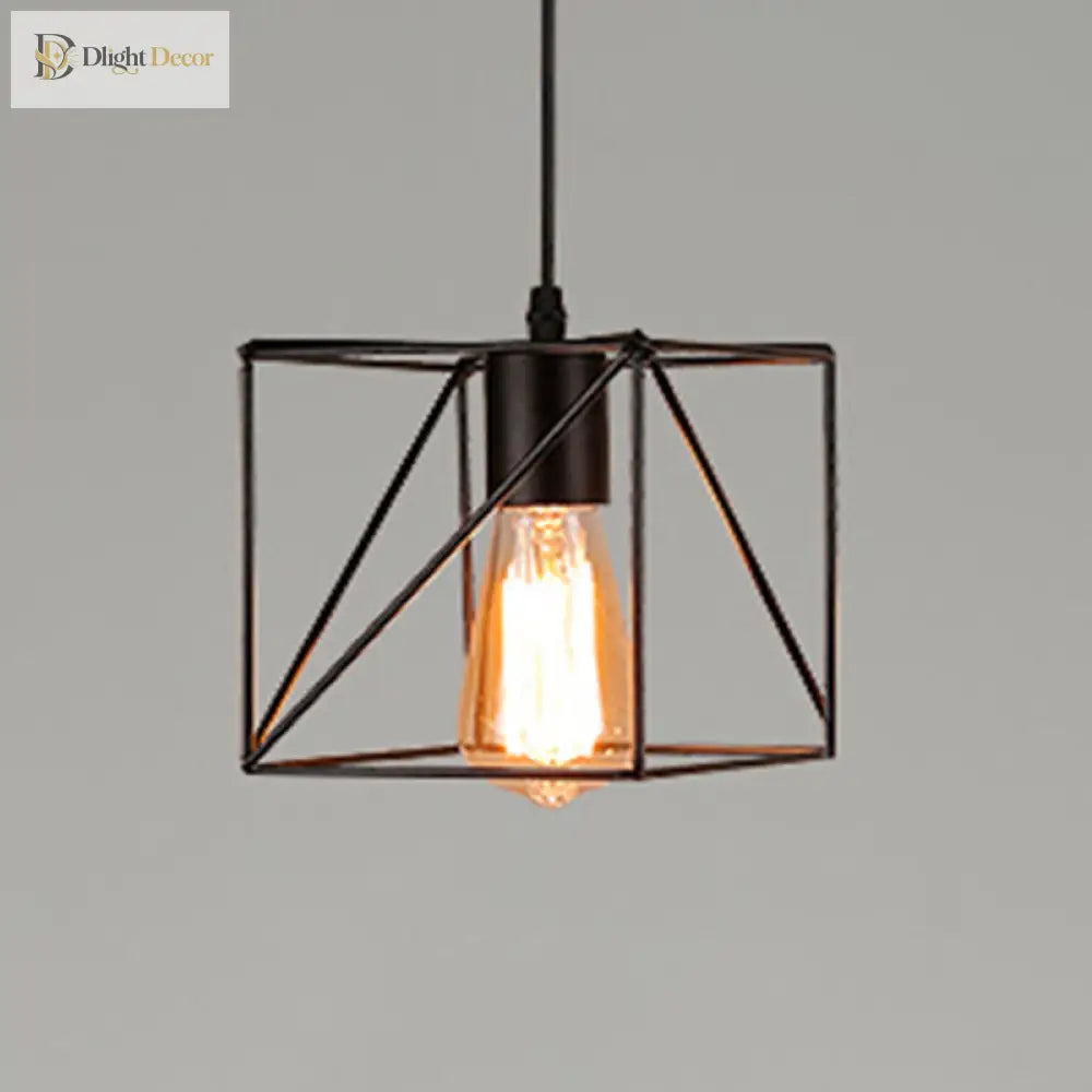 Catherine - Adjustable Industrial Pendant Light With Metal Cage (Various Shapes)