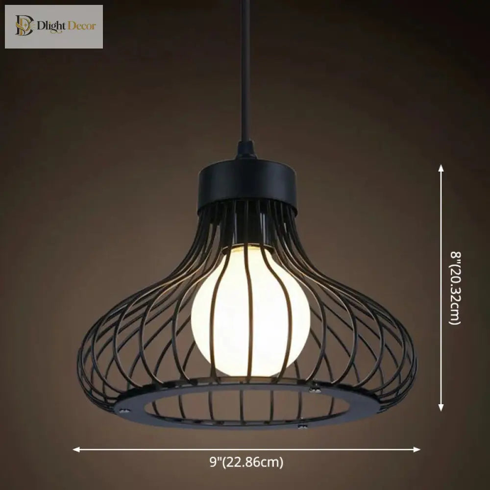 Catherine - Adjustable Industrial Pendant Light With Metal Cage (Various Shapes)