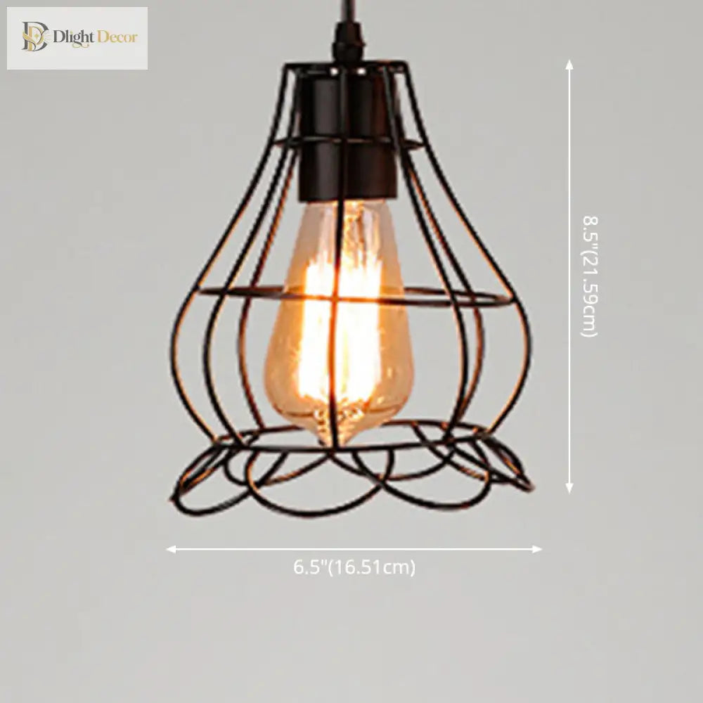 Catherine - Adjustable Industrial Pendant Light With Metal Cage (Various Shapes)