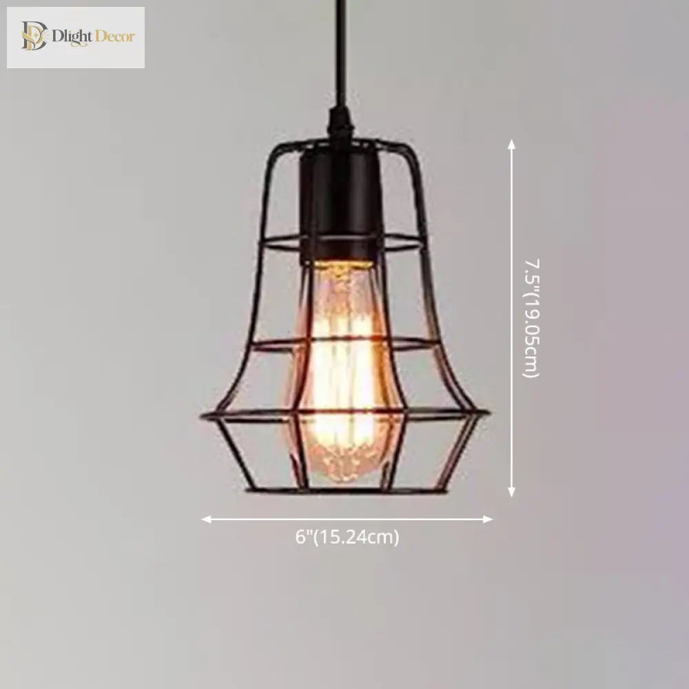 Catherine - Adjustable Industrial Pendant Light With Metal Cage (Various Shapes)