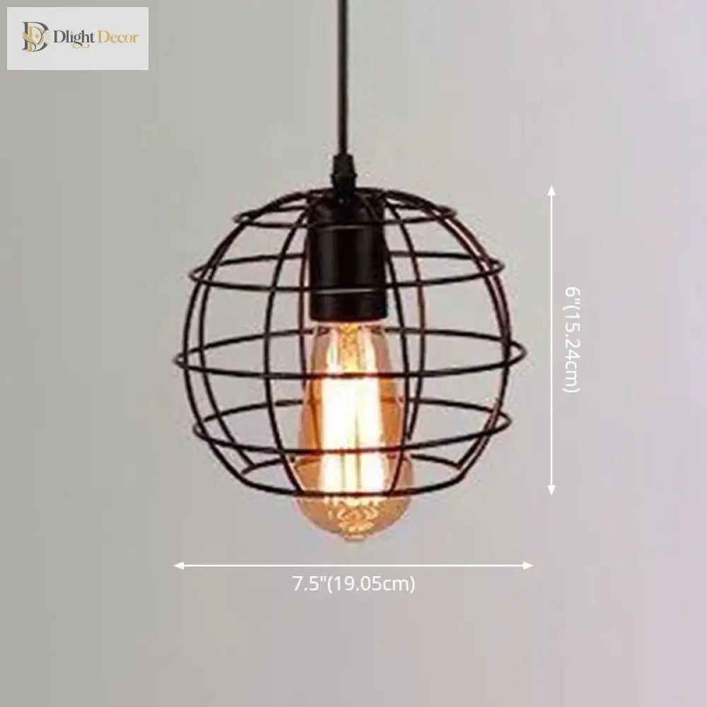 Catherine - Adjustable Industrial Pendant Light With Metal Cage (Various Shapes)