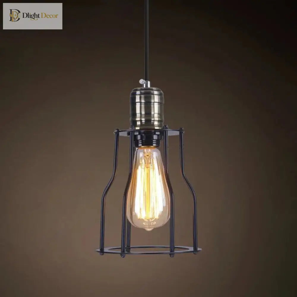 Catherine - Adjustable Industrial Pendant Light With Metal Cage (Various Shapes)