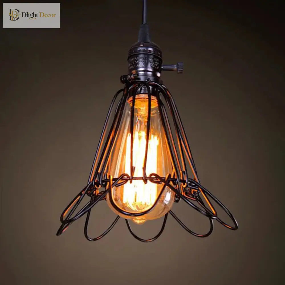 Catherine - Adjustable Industrial Pendant Light With Metal Cage (Various Shapes)
