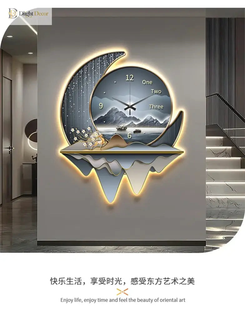 Dlight Decor Clock Wall Light with Luxury Crystal Glow Wall Art