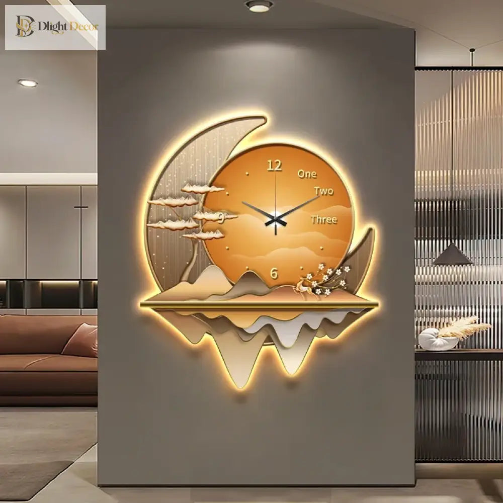 Dlight Decor Clock Wall Light with Luxury Crystal Glow Wall Art