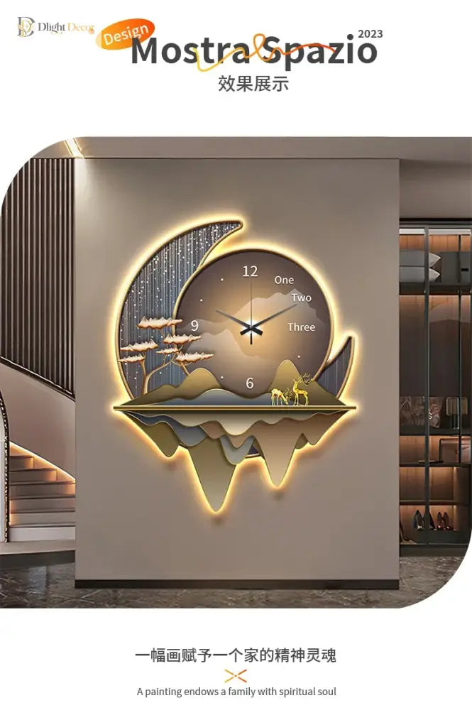 Dlight Decor Clock Wall Light with Luxury Crystal Glow Wall Art