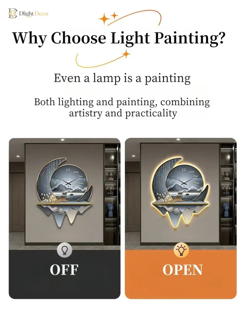 Dlight Decor Clock Wall Light with Luxury Crystal Glow Wall Art