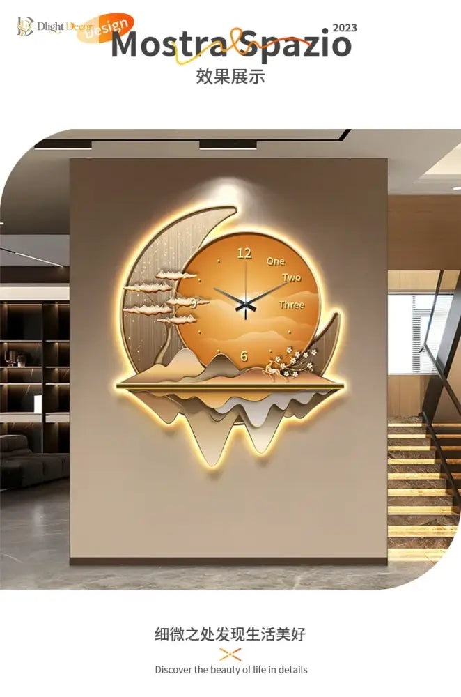 Dlight Decor Clock Wall Light with Luxury Crystal Glow Wall Art