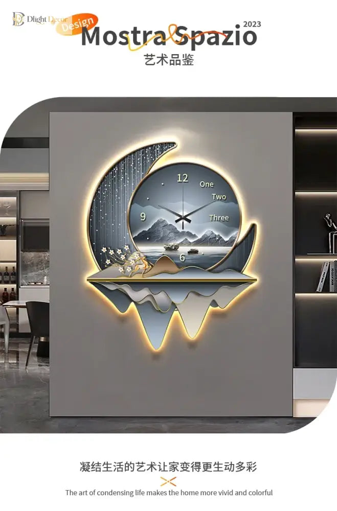 Dlight Decor Clock Wall Light with Luxury Crystal Glow Wall Art