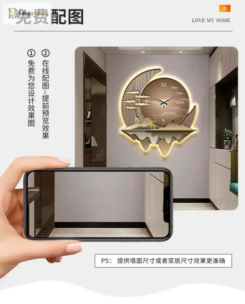 Dlight Decor Clock Wall Light with Luxury Crystal Glow Wall Art