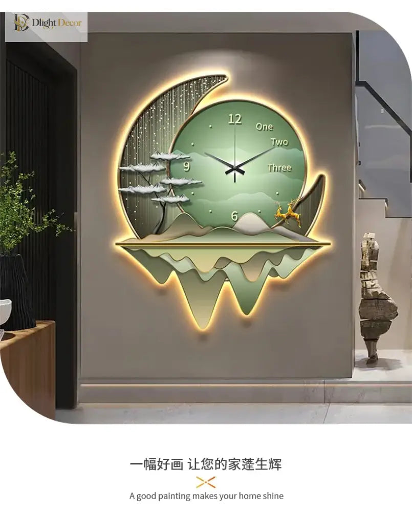 Dlight Decor Clock Wall Light with Luxury Crystal Glow Wall Art