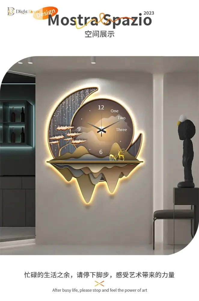 Dlight Decor Clock Wall Light with Luxury Crystal Glow Wall Art