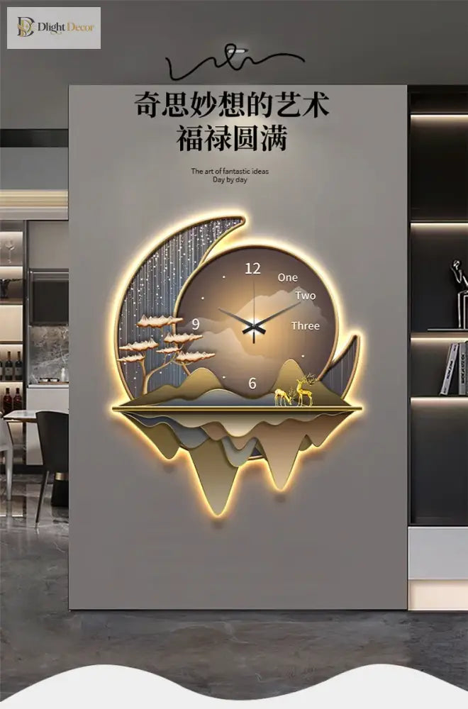 Dlight Decor Clock Wall Light with Luxury Crystal Glow Wall Art