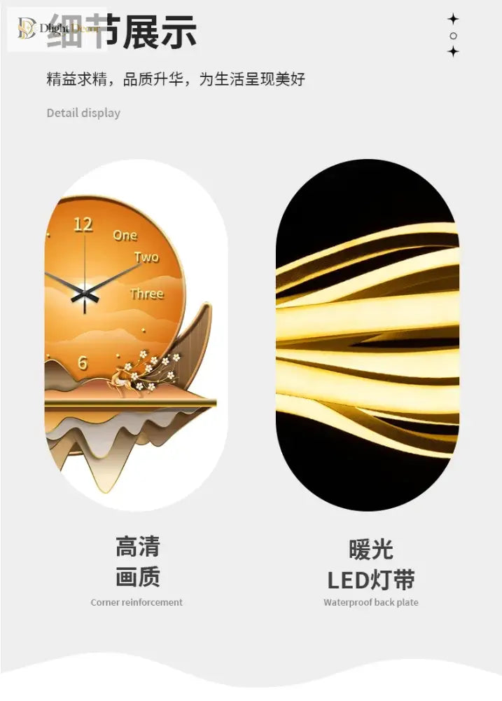 Dlight Decor Clock Wall Light with Luxury Crystal Glow Wall Art