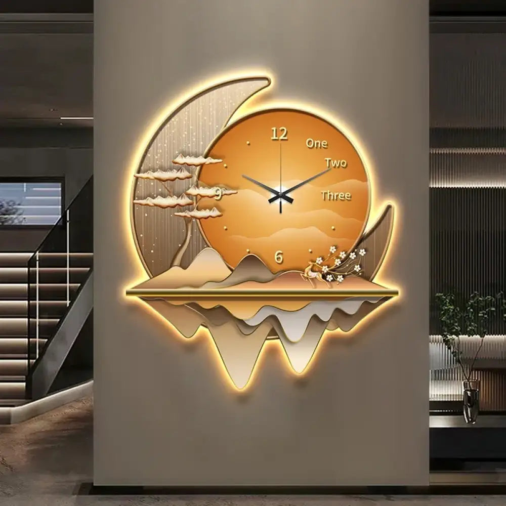 Dlight Decor Clock Wall Light with Luxury Crystal Glow C / 80x66cm / Remote dimming|With lamp Wall Art