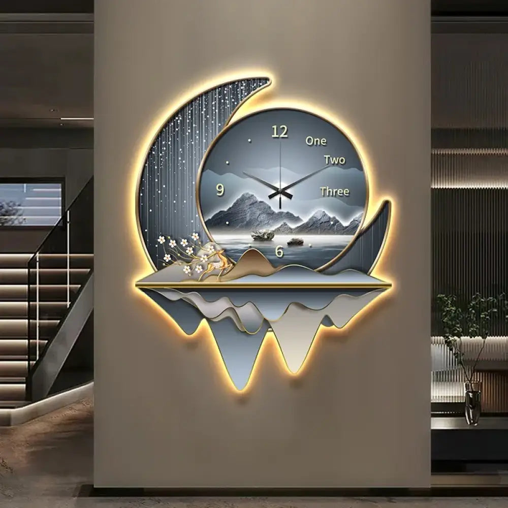 Dlight Decor Clock Wall Light with Luxury Crystal Glow D / 70x58cm / Remote dimming|With lamp Wall Art