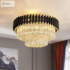 Celeste’s Cascading Crystals: Modern Black Flush Mount Ceiling Light Chandelier