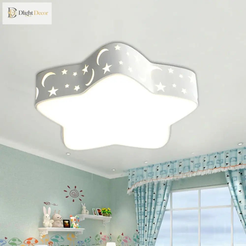 Celestial Cuddles: Sparkling Starry Night Led Ceiling Light For Kids