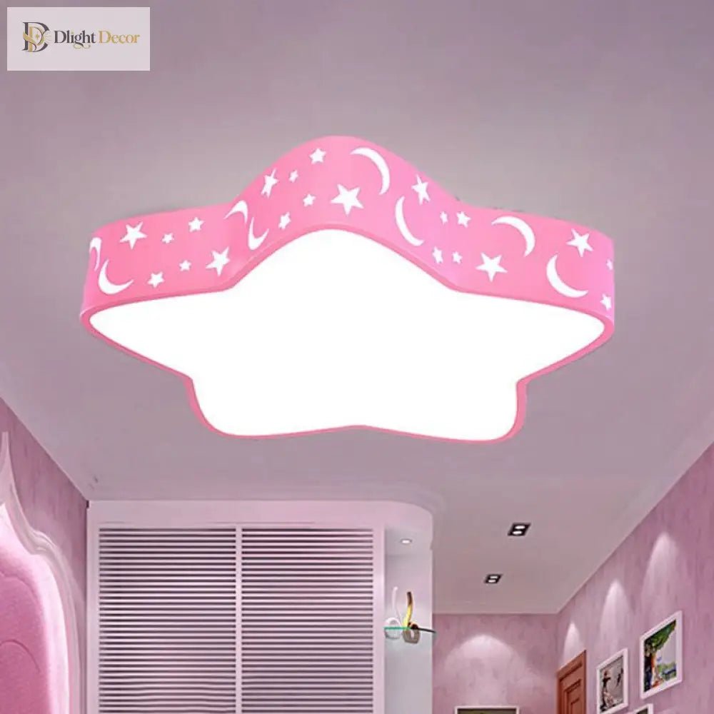 Celestial Cuddles: Sparkling Starry Night Led Ceiling Light For Kids