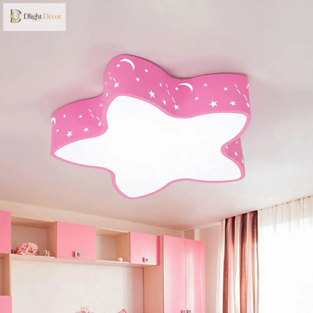 Celestial Cuddles: Sparkling Starry Night Led Ceiling Light For Kids