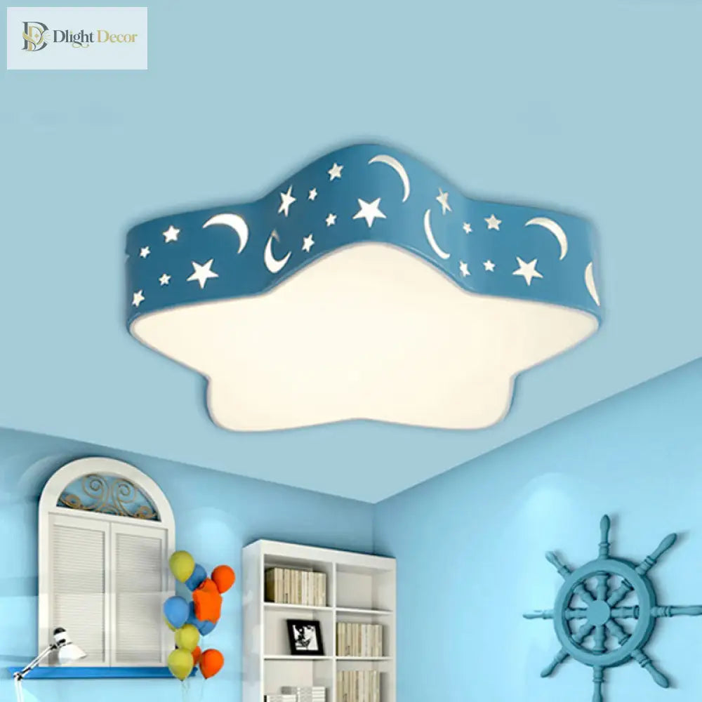 Celestial Cuddles: Sparkling Starry Night Led Ceiling Light For Kids