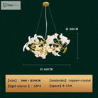 New Gold Chandelier White Ceramic Leaf Lamp Indoor Home Living Room Decorative French Luxury