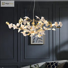 New Gold Chandelier White Ceramic Leaf Lamp Indoor Home Living Room Decorative French Luxury