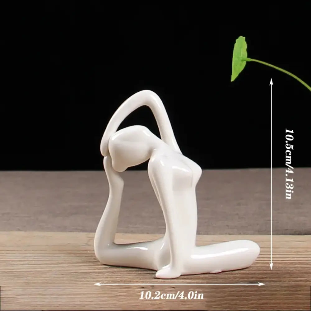 Ceramic Yoga Pose Figurine – Abstract Lady Sculpture in 12 Styles for Home & Studio Decor White C Homedecor