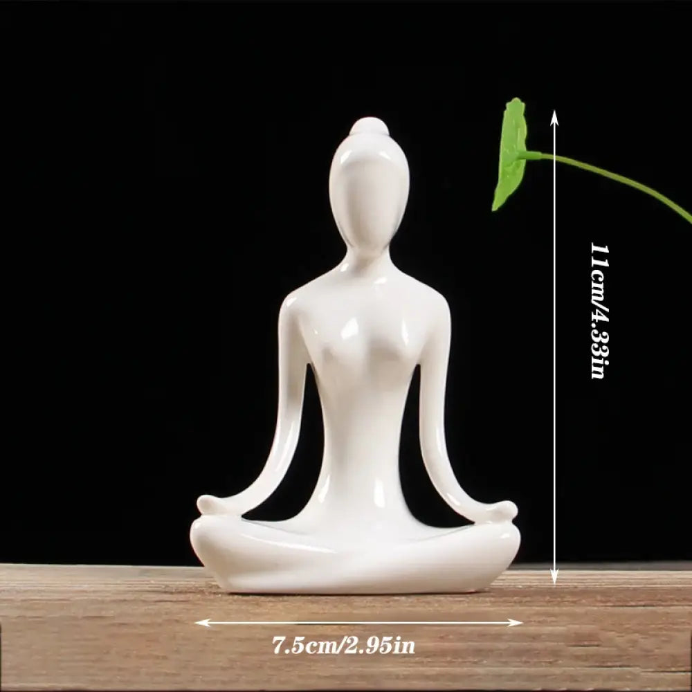 Ceramic Yoga Pose Figurine – Abstract Lady Sculpture in 12 Styles for Home & Studio Decor White E Homedecor