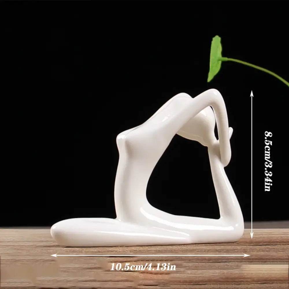 Ceramic Yoga Pose Figurine – Abstract Lady Sculpture in 12 Styles for Home & Studio Decor White L Homedecor