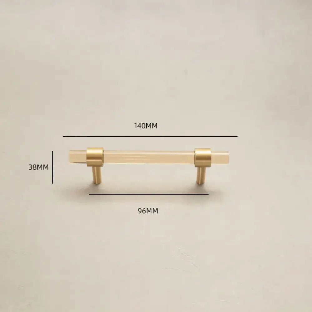 Champagne Acrylic and Brass Cupboard Handles – T-Bar Drawer Pulls for Bedroom and Bathroom 140mm Handles