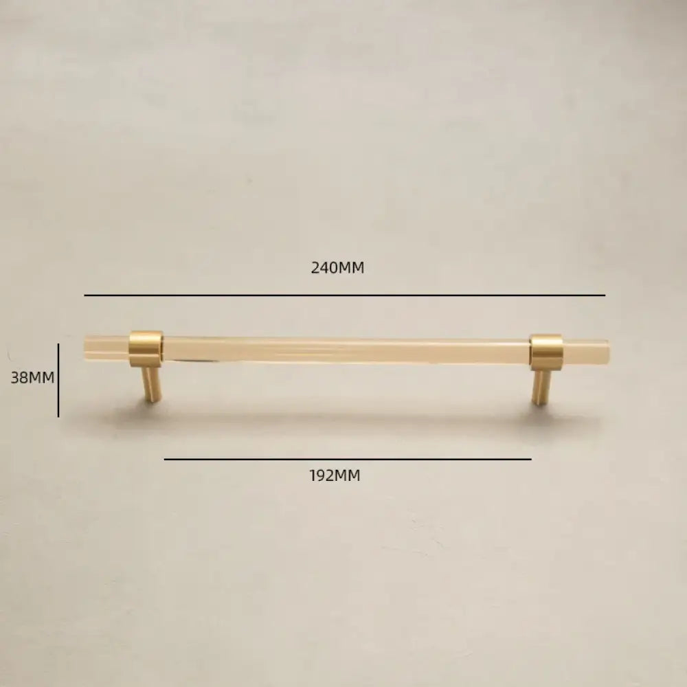 Champagne Acrylic and Brass Cupboard Handles – T-Bar Drawer Pulls for Bedroom and Bathroom 240mm Handles