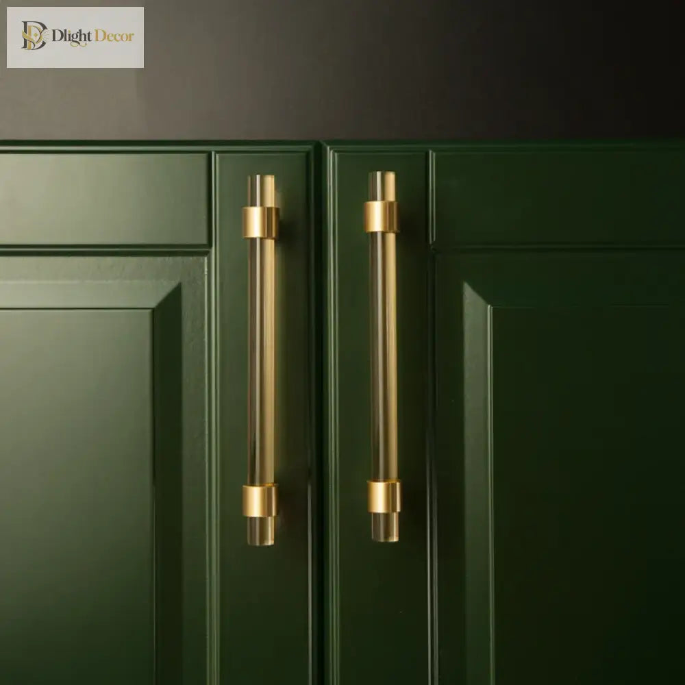 Champagne Acrylic and Brass Cupboard Handles – T-Bar Drawer Pulls for Bedroom and Bathroom Handles