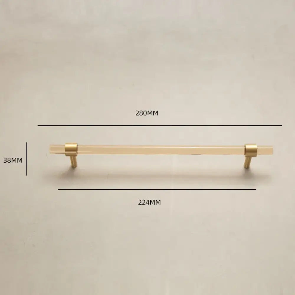 Champagne Acrylic and Brass Cupboard Handles – T-Bar Drawer Pulls for Bedroom and Bathroom 280mm Handles