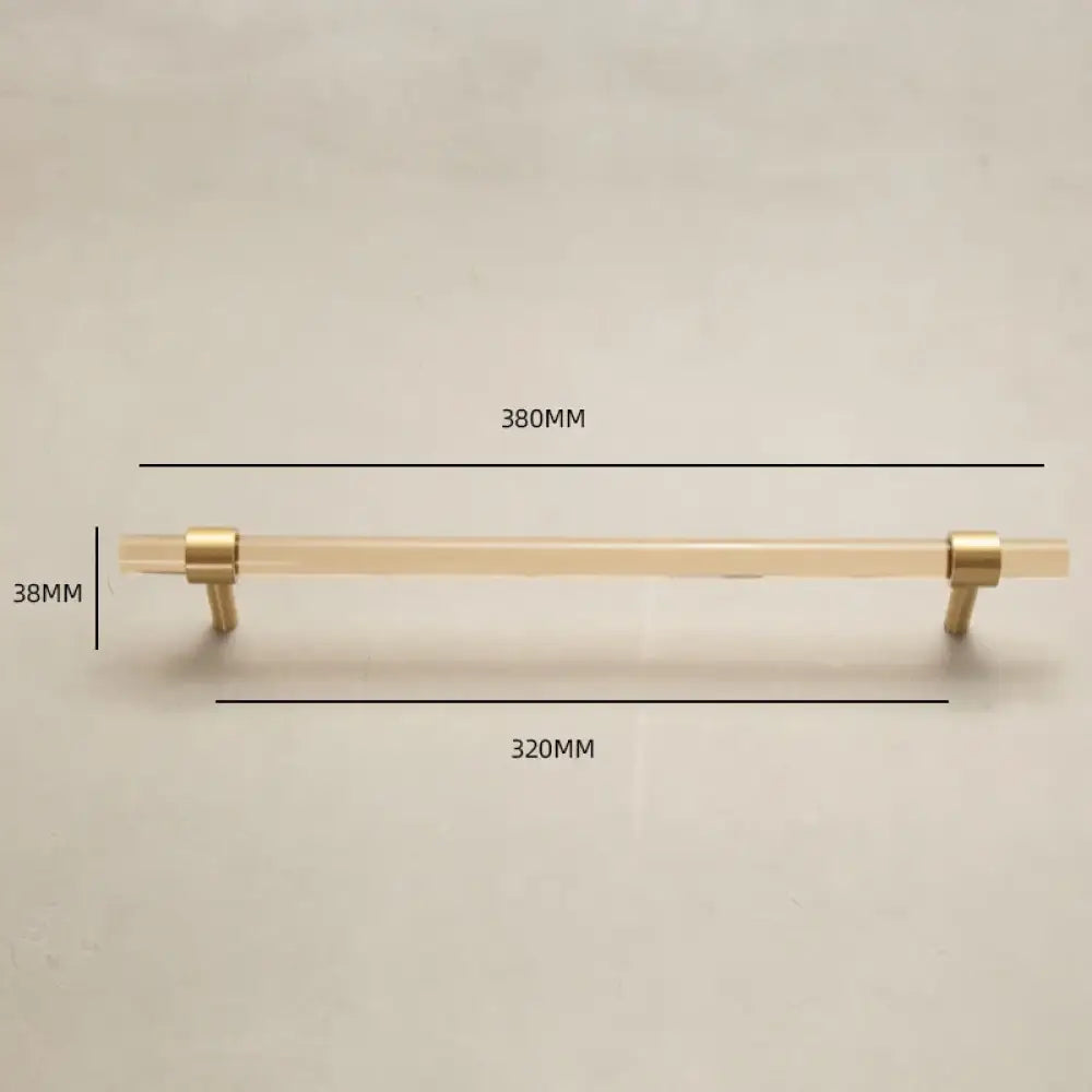 Champagne Acrylic and Brass Cupboard Handles – T-Bar Drawer Pulls for Bedroom and Bathroom 380mm Handles