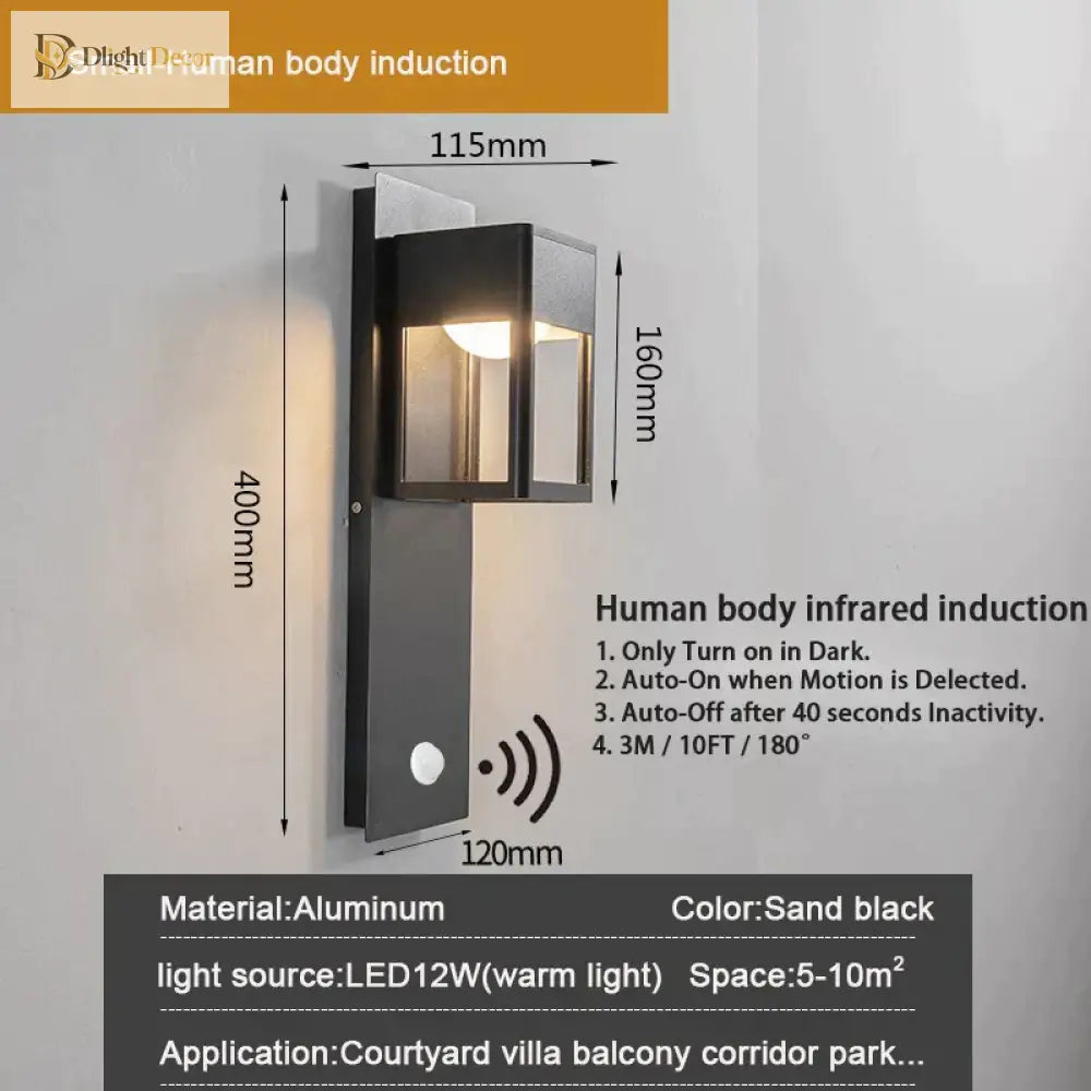 Charlotte’s Ip67 Waterproof Outdoor Led Wall Light With Motion Sensor - Stylish Garden And Porch