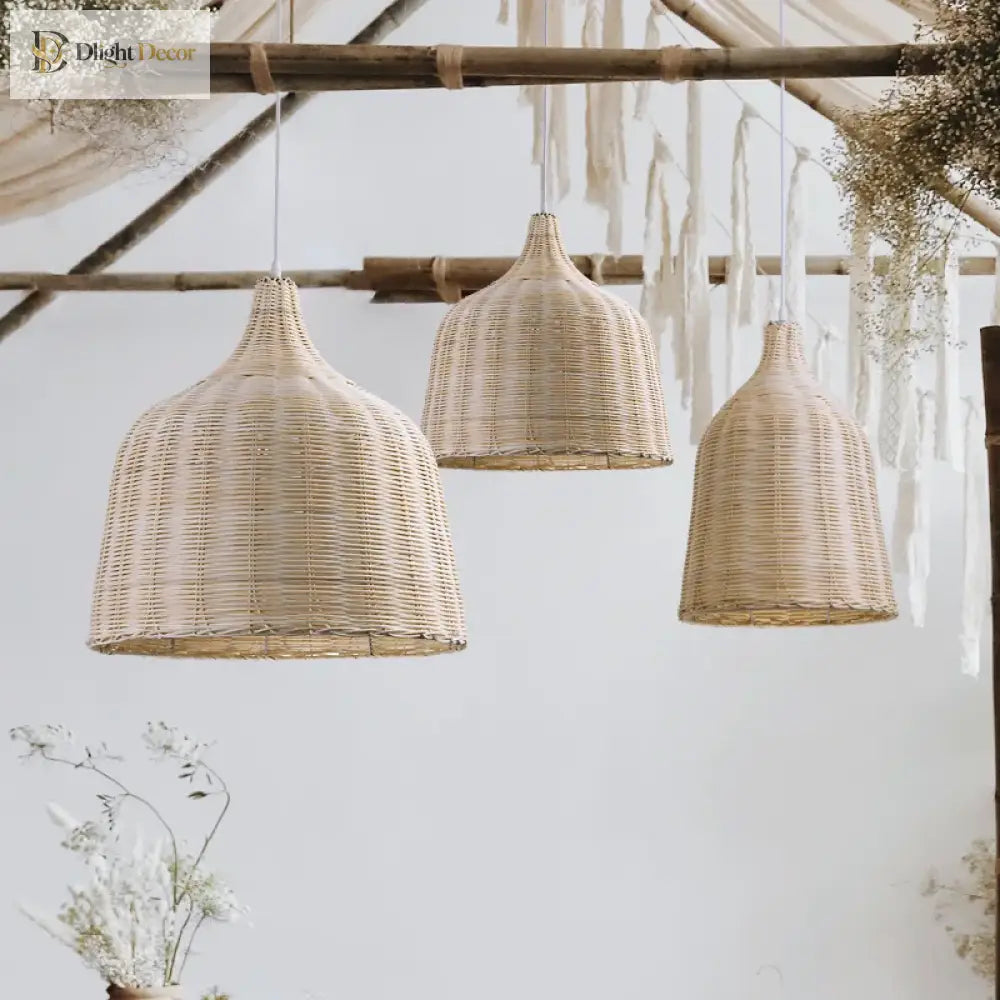 Chinese Creative Hand - Woven Rattan Art Led Pendant Lamp - Retro Decorative Lighting For