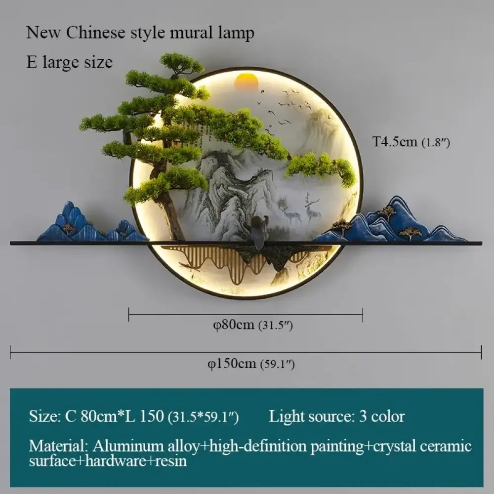 Dlight Decor Chinese Landscape LED Wall Glow Style E D80cm / 220V / CHINA|3 colors Wall Art